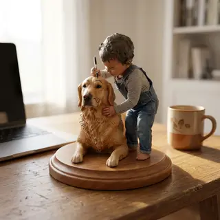 The piece on a work desk beside a laptop