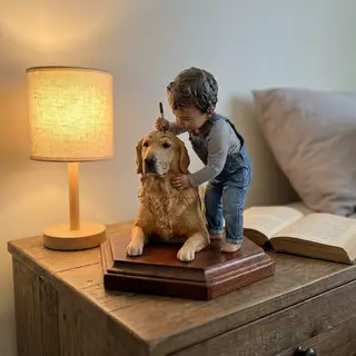 The piece on a bedside table beside a lamp